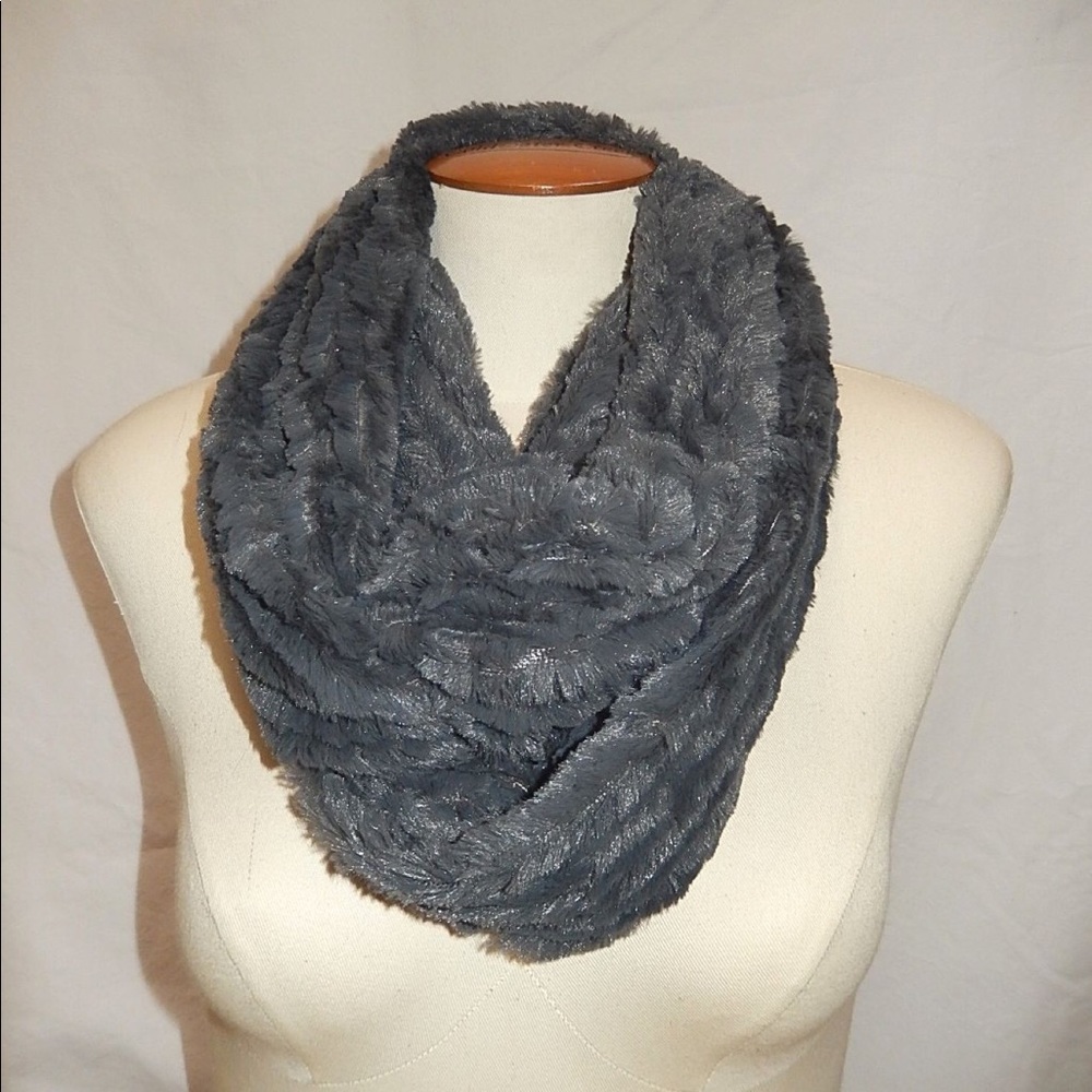 Lux Solid Faux Fur Infinity Scarf Gray